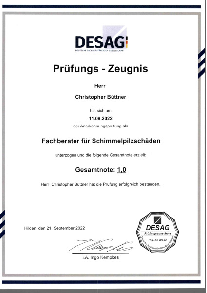 Weiterbildungs Zertifikat der Heilmann Liefke GmbH
